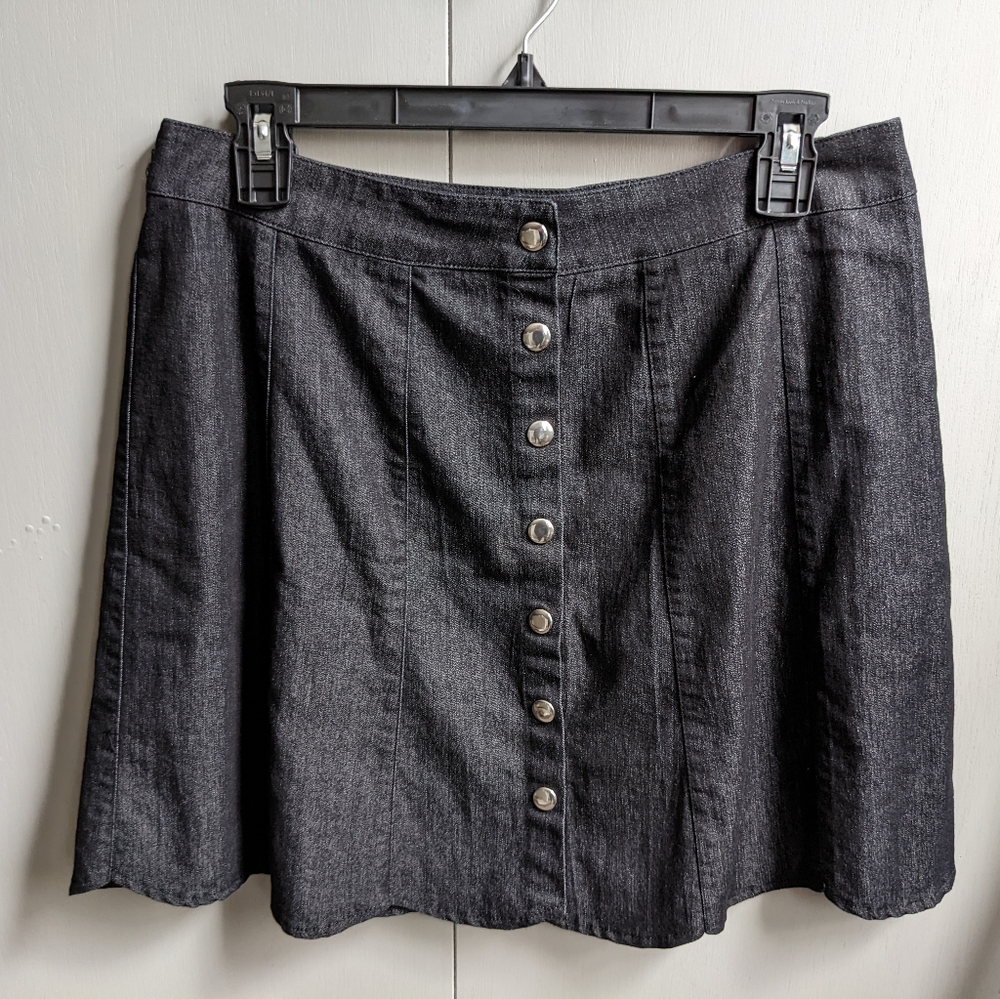 Francesca's Buttons Black Skirt